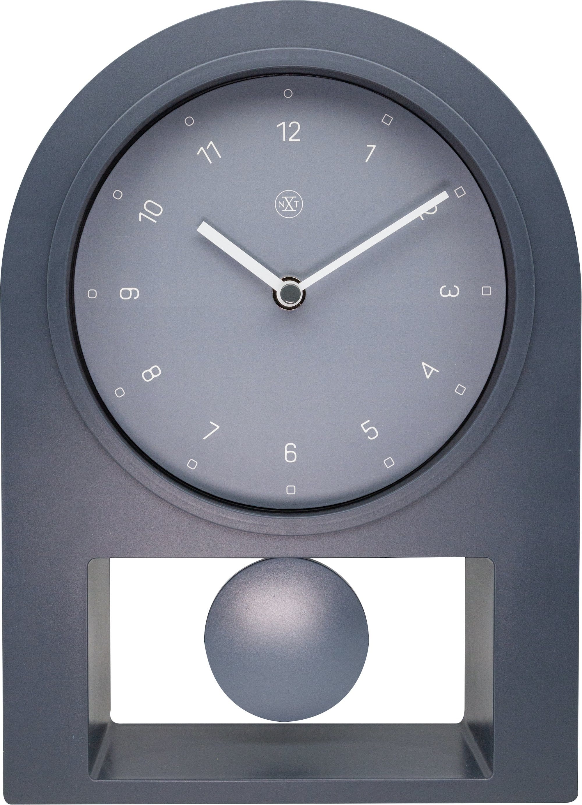 NeXtime Swing Table clock, 30x20cm plastic clock with a modern design, front view showing the clock face and sleek style.